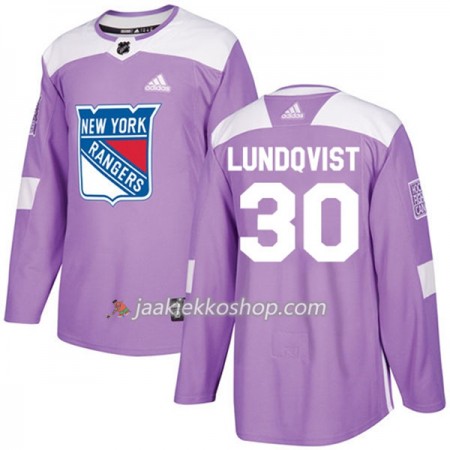 Miehille NHL New York Rangers Pelipaita Henrik Lundqvist 30 Adidas 2017-2018 Violetti Fights Cancer Practice Authentic